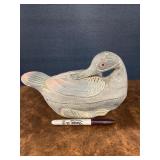 Glass Eyes Carved Duck Container