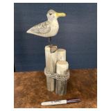 Signed Wood Carved Pier Post Bird