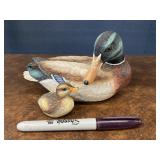 Hand Painted Mother Duck & Baby Figurine