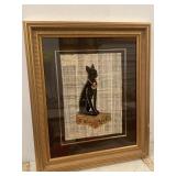 Egyptian Cat God Painting on Rice Paper 22 x 26