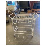 White Metal Cart W/Wheels