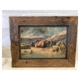 Vintage Print in Wood Frame