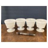 4 Vintage White Milk Glass Sherberts