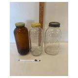 3 Vintage Jars W/Lids Juice & Mason