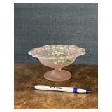 Vintage Pink Satin Glass Candy Dish