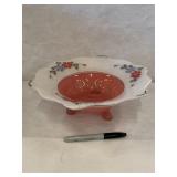 Antique Footed Floral Bowl