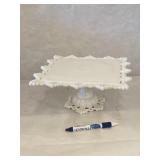 Vintage Cake Platter Footed Milk Glass