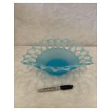 Vintage Satin Glass Blue Bowl