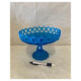 Antique Satin Glass Footed Compote