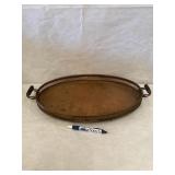 Antique Copper Wood Handle Tray