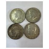 4 Kennedy Silver Half Dollars