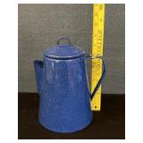 Vintage Blue Enamelware Coffee Pot W/ Insert