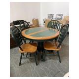 Tile Top & Wood Round Kitchen Table 4 Chairs