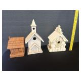 3 Wood Bird Houses