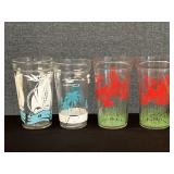 4 Mid Century Jelly Jar Glasses