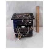 Vintage Wood 3 Drawer Chest W. Jewelry