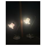 2  Lily Pad Base Lamps W. Tulip Shades