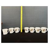 7 Fire King Milk Glass Pheasant Coffee Cups