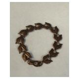 Antique Copper Leaf Bracelet 8"