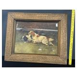 Antique Signed Print Springer Spaniel Dogs