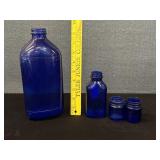 Vintage Made In USA Colbalt Blue Medicine Bottle