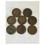 8 Indian Head Pennies Late 1800
