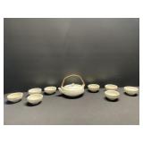 Asian Crackle Glaze Teapot W/ 8 Cups Asian Crackle Glaze Teapot W/ 8 Cups