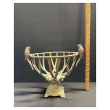 Footed Metal Basket W/ Bird Handles Footed Metal Basket W/ Bird Handles