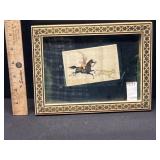 Antique Signed Lacquer Inlaid Painted Wood Art Antique Signed Lacquer Inlaid Painted Wood Art