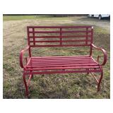Red  Metal Porch Arm Bench 6 Ft. Wide Red  Metal Porch Arm Bench 6 Ft. Wide