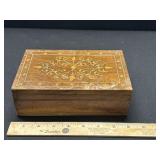 Antique Inlaid & Carved Wood Box Antique Inlaid & Carved Wood Box
