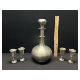 Pewter Decanter 4 Cordials Sheffield England Pewter Decanter 4 Cordials Sheffield England