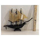 Handmade Malaysian Buffalo Horn Sailing Ship Handmade Malaysian Buffalo Horn Sailing Ship