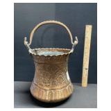 Antique Safavid Etched Copper Bucket Persian Antique Safavid Etched Copper Bucket Persian