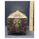 Antique Secret Lock Brass & Wood Box Antique Secret Lock Brass & Wood Box