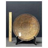 Antique Turkish Etched Mesh Copper Plate 10" Antique Turkish Etched Mesh Copper Plate 10"