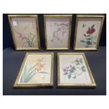 5 Wood Framed Signed Asian Prints 5 Wood Framed Signed Asian Prints
