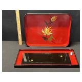 2 Japanese Kutani Ware Serving Trays 2 Japanese Kutani Ware Serving Trays