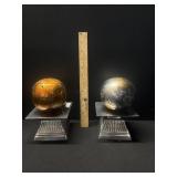 2 Glass Spheres Smoke & Sandstone W/ Stands 2 Glass Spheres Smoke & Sandstone W/ Stands