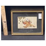 Antique Signed Lacquer Inlaid Painted Wood Art Antique Signed Lacquer Inlaid Painted Wood Art