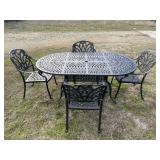 6 Ft. Oval Metal Patio Table W/ 4 Arm Chairs 6 Ft. Oval Metal Patio Table W/ 4 Arm Chairs