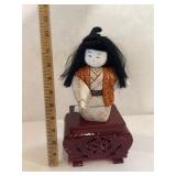 Handmade Cloth & Ceramic Face Asian Doll W/ Stand Handmade Cloth & Ceramic Face Asian Doll W/ Stand