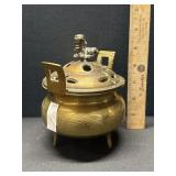 Antique Heavy Brass Incense Burner Foo Dog Lid Antique Heavy Brass Incense Burner Foo Dog Lid