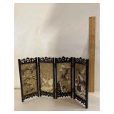 Chinoiserie Miniature Table Top Screen Carved Bird Chinoiserie Miniature Table Top Screen Carved Bird