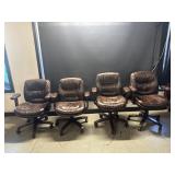 4 Leather Low Back Adjustable Swivel Chairs 4 Leather Low Back Adjustable Swivel Chairs