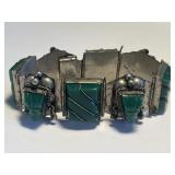Antique Mexican Indian Sterling Bracelet Onyx Antique Mexican Indian Sterling Bracelet Onyx