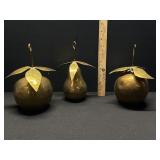 3 Hand Crafted Brass Hanging Fruit 3 Hand Crafted Brass Hanging Fruit