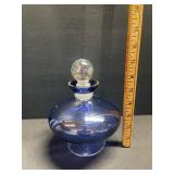 Vintage Blue Glass Bottle W/ Stopper Vintage Blue Glass Bottle W/ Stopper