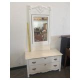 Antique 2 Drawer Chest Distressed W/ Mirror