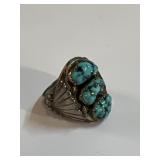 Mens Sterling Silver Turquoise Ring Size 11